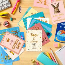 50 Stücke buntes Geburtstagskarten Set, lebendige Grußkarten mit Geburtstagstorte, Luftballons & Tier Illustrationen für Frauen, Männer, Freunde, Geburtstagsgrüße zum Anfeuern, Party Geschenke, DIY Scrapbooking & Social Media Requisiten für Einschulung, Halloween, Weihnachten