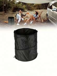 Collapsible Car Trash Can, Hanging Garbage Bag Holder, Portable Trash Bin For Car, Travel, Camping, Car Accessories, Car Interior Accessories - Black - View 5