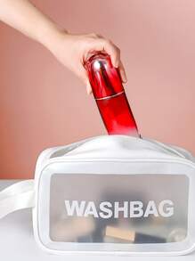 3件/1件防水洗漱包，化妆包，大号透明化妆包，化妆品收纳包，旅行浴室收纳PVC加厚洗漱包，护肤品收纳包，便携式旅行包，大容量（白色） - 米色 - 查看 9