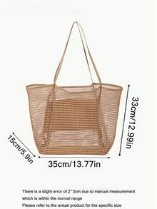 网眼沙滩包，女士单肩手提包，大容量可折叠网眼泳包，带口袋，洗漱用品和游泳装备收纳袋，沙滩度假配件手提包 - 彩色 - 查看 10