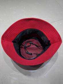 1 件男女通用纯色抽绳渔夫帽，户外旅行徒步休闲轻便时尚运动太阳帽，适合所有年龄段，夏季防晒 - 紅色 - 查看 3