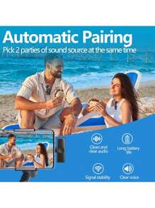 Wireless Lavalier Microphone For Phone TypeC Lapel Mics Plug-Play 2.4G Ultra-Low Delay Built-In Noise Reduction Chip Working Time For Video Recording Interview Podcast Vlog