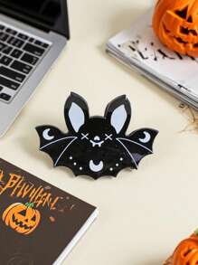 1 Stück neue Acryl Halloween Serie mit schräger Haar Klemme Fledermaus Muster Design, einzigartige und lustige Haarspange geeignet für tägliche Feiertagspartys als Haarzubehör Schönheit Haarklammer