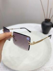 2pcs Square Frameless Y2K One-Piece Stylish Fashion Glasses - Multicolor - View 3