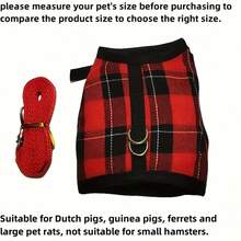 Verstellbares kariertes Geschirr- und Leinensatz, geeignet für kleine Haustiere - Meerschweinchen, Frettchen, Eichhörnchen usw. Keine Zugweste - Nur Handwäsche, Hamster