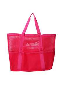 Mesh Beach Bag Large Beach Tote Bag, Multi-Use Organizer With Zipper Closure, Foldable Handy Large Mesh Tote Bag Lightweight For Family Beach Bag For Toys & Vacation Essentials, Suitable For Teen Girls Women College StudentsHoliday,Beach,Vacation,Outdoors, Travel, Outings - Multicolor - View 10