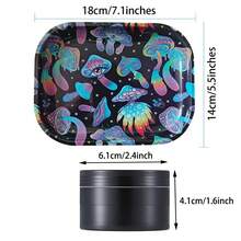 万圣节主题手动研磨器/研磨器套装，4 件套，3 腔锌合金研磨器，7.1x5.5 英寸金属卷烟托盘，多功能香烟研磨器套装，香料研磨器 - 送给亲朋好友的理想礼物