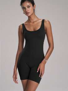 FWH Stil retro glam, design strâmt în culoarea piersicii + decupaje care strâng talia, stil lejer, dar sexy, cu cusături care ridică fesele și spate deschis, versatil pentru stradă și sală, material elastic fără senzație, elastic la 360° pentru fese, salopetă de damă fără senzație