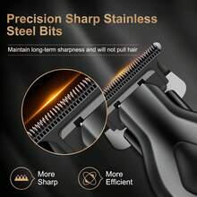 HIENA 专业男士理发器和剃须刀套装，3 件/2 件/1 件可选，USB 充电式无线理发工具，带 LED 显示屏，锂电池，迷你机器，适合初学者理发师和家庭使用，节日馈赠佳品 - 黑色 - 查看 9