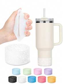 Compatible With Stanley Cup Accessories 1pc Silicone Tumbler Sleeve, Anti-Scratch And Dented Protective Cover , For 40oz & 30oz & 20oz Tumbler Travel Mugs, Protective Bling Silicone Boot Sleeve , Durable Protective Cover For Sports & Outdoor Activities, For Cup Black Pink Red Blue Purple Transparent Green - Multicolor - View 12
