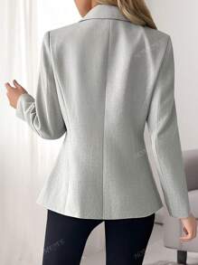 HOMEYEE Blazer de manga larga elegante y retro, chaqueta informal de traje de negocios para dama de oficina, para primavera, verano, otoño e invierno
