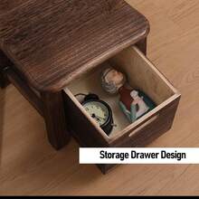 Taburete de madera 3 en 1 Taburete para cambiar zapatos Mesilla de noche 30x30x25cm, Taburete de madera para cambiar zapatos con cajón de almacenamiento Mesilla de noche para la entrada de la oficina Apartamento en casa - Construcción robusta, bordes lisos - Marrón - Ver 6