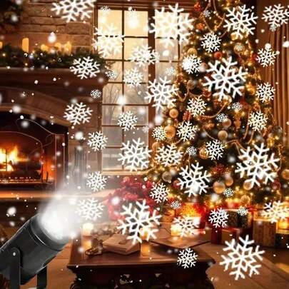 USB 供电雪花圣诞投影仪，带旋转 LED 图案 - 非常适合户外节日照明和派对装饰 LED 灯、房间 LED 灯、节日装饰、家居装饰、万圣节装饰