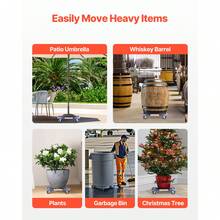Trash Can Dolly With 4 Lockable Wheels, 440lbs Weight Capacity, Round Trash Can Roller Base, 15-22.8 In Adjustable, Heavy Duty Drum Dolly Plant Caddy, Multi-Functional Rolling Dolly Cart, Blue - Blue - View 6