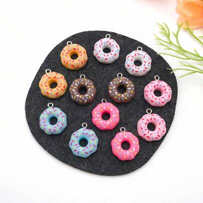 24pcs Mix Resin Donut Candy Flatback Resin Charms DIY Keychain Earrings Pendant Various Design Charms For Jewelry Making Bracelets Necklace