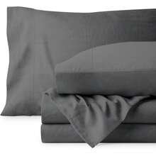 FORZZZ 4 Piece Queen Bed Sheet Set- Luxury 2000TC Ultra-Soft Microfiber Bedding Sheets & Pillowcases -Breathable Bedding - Wrinkle, Fade, Stain Resistant-Deep Pocket Flat Fitted Bed Sheet Set - 深灰色 - 查看 2