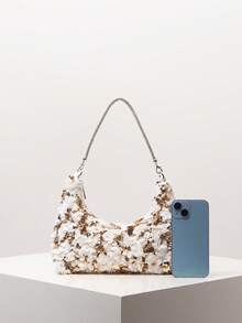 优雅彩色亮片单肩包、花卉包、新娘派对包、亮片包、舞会包、舞会配饰、高档风格手提包、婚礼用品、优雅女士包（图案随机） - 彩色 - 查看 4