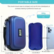Insulin Refrigerated Travel Box, Medicine Storage Bag With 2 Ice Packs, TTSA Certified, Travel Refrigerated Medicine Diabetes Bag With Temperature Display, Suitable For Medicine Storage During Travel And Outings - 藍色 - 查看 5