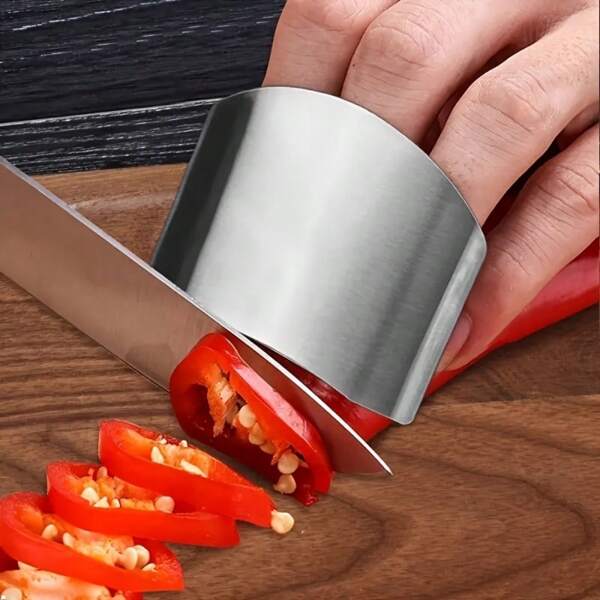 1PC Stainless Steel Anti-Cut Guard, Anti-Cut Finger Protector, Sliced Finger Sleeve, Protective Finger Sleeve, Finger Protector, Reusable Finger Protector, Protect Family Finger Safety Kitchen Gadgets, Sliced Metal Accessories