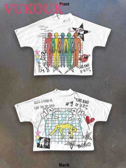 I Really Have To Control You Vintage Street Y2K Style  Pattern Men's Fashion Men's Printed Short Sleeved T-Shirt, Men's Round Neck Top, 180g 100% Pure Cotton Fabric - Comfortable And Casual Summer Street Style Short Sleeved T-Shirt, Cool Design Retro Summer Men's Daily Wear T-Shirt Print