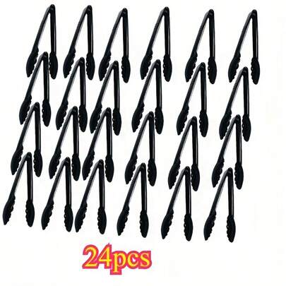 2/4/6/12/24pcs Heavy-Duty Plastic Tongs For Serving Reusable Or Disposable Serving Tongs For Catering, Dinner Parties, Banquets, Buffets, Events, Weddings And Everyday Use, Black