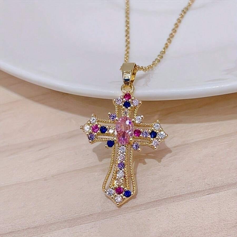 Vintage Cross Necklace Personalized Pendant Necklace Niche Design Clavicle Chain