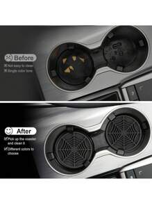 4PCS-Spider Web Car Coasters For Cup Holders, Halloween Funny Non-Slip Silicone Insert Ornaments Coasters, Automotive Cupholder Goth Accessories For Men & Women