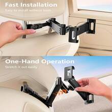 [Tablet Car Headrest] 3-In-1 Tablet Stand Car Headrest 360°Rotation Adjustable 4.-11 Inch Phones Pro///Galax/Equipped With 3.5 Display & Clip Holder, Foldable Design, Holiday Road Trips & Outdoor Activities, Tablet Holder Car, Travel Accessory, Compact Design, Sturdy Construction - Black - View 5