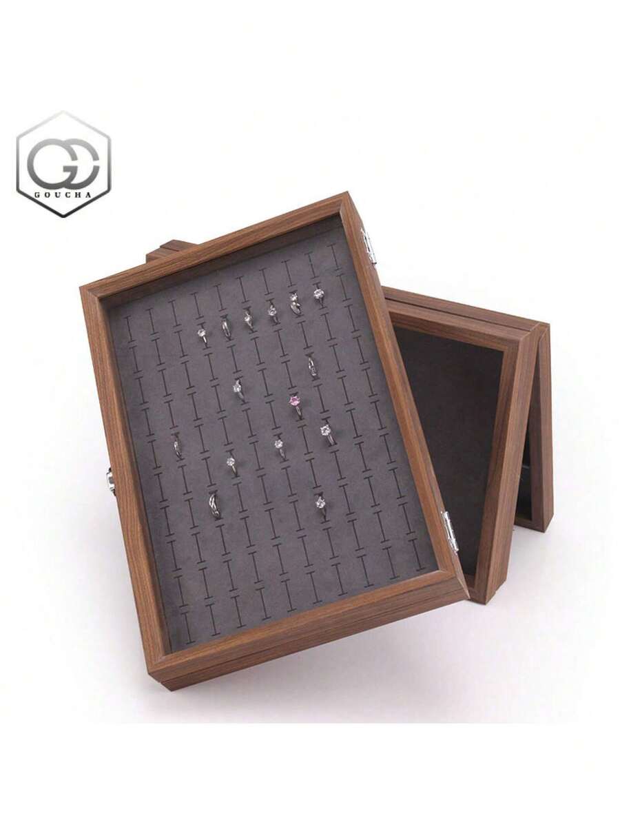 Jewelry Bins - 黑胡桃色深灰珠寶箱項鍊 - 查看 1