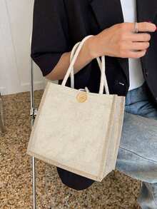 1/2/4/6/8/10/12/20 piezas Bolsas de tela para impresión por sublimación, Bolsas de tela en blanco para impresión por sublimación, Adecuadas para decoración, Bolsas de compras reutilizables ligeras de tamaño mediano - Caqui claro - Ver 2