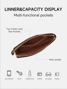 Coach 女士角拉链腕带钱包、晚装腕带包、手拿包、小号手拿包、皮革手提包，配腕带，采用标志性帆布，礼品 - Tan Brown - 查看 7