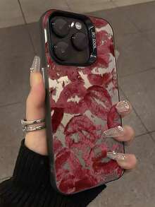 1pc Retro Sexy Red Lip Print Case Compatible With Apple Phone 16 Pro Max 15 Pro 14 Plus 13 12 11 X/Xs XS MAX 7 8 Plus Smartphone Accessories New Luxury High Quality Shockproof Anti-Slip PHONE Protective Waterproof Anti-Fall Scratch Resistant