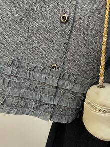 Cardigan Vest Wanita Musim Gugur/Dingin dengan Hiasan Pinggiran Elegan dan Leher Bulat - Dark Grey - View 5