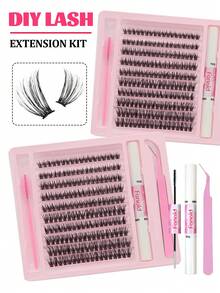 200 PEÇAS/180 PEÇAS/150 PEÇAS/100 PEÇAS Conjunto de Extensão de Cílios Falsos de Múltiplos Estilos de Grande Capacidade com Adesivo de Extensão de Cílios, Pinça de Selagem de Cílios, Kit de Cílios Falsos Volumosos Tipo C de 10-16mm de Comprimento Misto, Aparência Natural, Enrolamento, Efeito 3D, Adequado para Uso Diário e Várias Ocasiões
