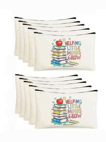 1 PEÇA/5 PEÇAS/10 PEÇAS Organizador de Maquiagem com Tema de Professor de Carta do Arco-Íris, Estilo Y2K Impressão de Letra do Arco-Íris Letra Colorida Design Engraçado Necessaire Portátil para Viagem, Bolsa de Maquiagem, Organizador de Maquiagem, Armazenamento de Maquiagem, Bolsa de Cosméticos, Bolsa de Higiene, Capacidade Grande, para Férias, Praia, Banheiro, Coleção de Quarto