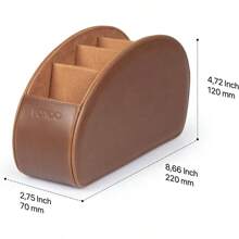 Londo Remote Control Holder With 5 Pockets  Store DVD, BluRay, TV, Roku Or Apple TV Remotes  PU Leather With Suede Lining  Slim, Compact Living Or Bedroom Storage - 淺色+棕色 - 查看 5