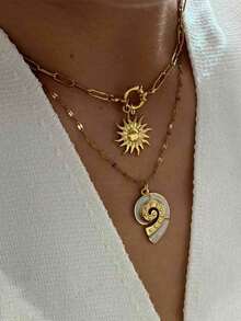 1 件男士夏季海滩度假独特设计海螺吊坠项链，不锈钢防水不褪色，适合日常佩戴、海滩和项链