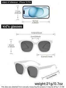 4 Pcs Boys Girls 6-12 Years Square Hollowed Out Rice Nails Classic Versatile Sunglasses For Daily Travel