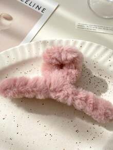 Hatastic 3pcs/Set Plush Hair Clips, 3 Colors (Beige + Coffee + Pink), 11cm Criss-Cross Design Hair Accessories Women Claw Clip Autumn Accessories Fall Winter For Vacation Outfits Woman Gifts - 3pcs (pink + Coffee + White) 11cm Cross Clip - View 9