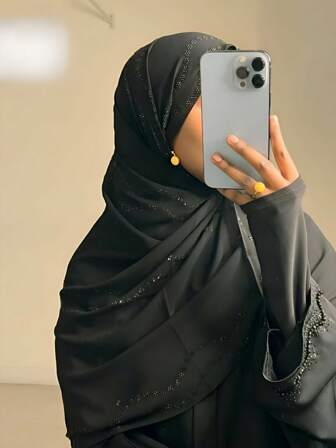 1 Adet Kadın Düz Şifon Yumuşak Yapay Elmas Başörtüsü, Arap Tarzı Günlük Uzun Eşarp, Muhafazakar Düz Renk Baş Örtüsü, Günlük Kullanım İçin Uygun, Elbise İçin