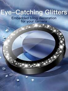 3pcs Shiny Crystal Lens Protector Film Set, Compatible With IPhone 16 Pro Max/16 Pro/16 Plus/16, 12/12 Mini/12 Pro/12 Pro Max, 13/13 Mini/13 Pro/13 Pro Max, 11/11 Pro/11 Pro Max, 14/14 Plus/14 Pro/14 Pro Max, 15/15 Plus/15 Pro/15 Pro Max, Decorated With Rhinestones - Black - View 2
