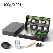 FODWET 4pcs High Precision 0.001g Pocket Scale, Gold Scale, Grain Scale, Electronic Mechanical Scale, One Piece Peeling, Built-In Weight Calibration Function, Science And Education Industrial Scale, 7 Unit Conversion, Counting Function (Without Battery)