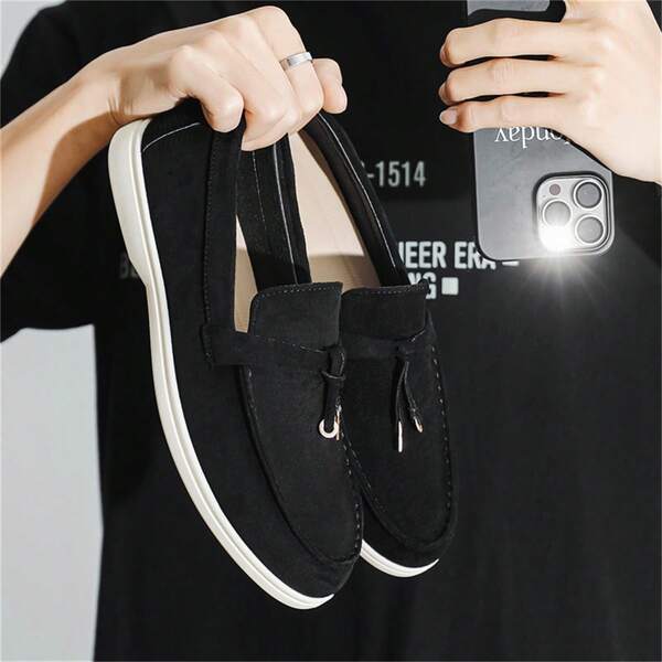 Men's Slip-On Casual Shoes - Lightweight Breathable Fabric Low-Top Sneakers, Round Toe And PU Sole, Versatile Streetwear, Suitable For Outdoor Daily Wear, Simple Shoe Design, Comfortable Lining