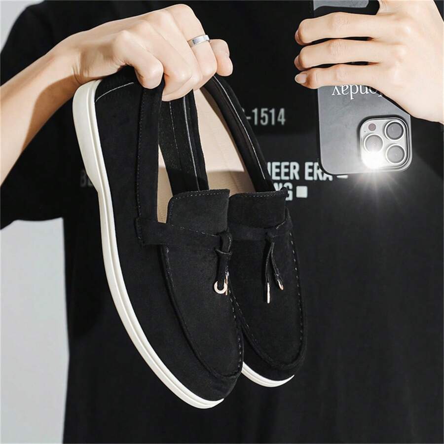 Men's Slip-On Casual Shoes - Lightweight Breathable Fabric Low-Top Sneakers, Round Toe And PU Sole, Versatile Streetwear, Suitable For Outdoor Daily Wear, Simple Shoe Design, Comfortable Lining