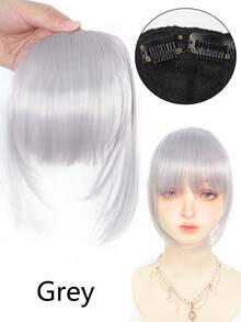 合成刘海自然额头假发棕黑色刘海夹式假发女连体真人卡通刘海隐形假发 - 彩色 - 查看 16