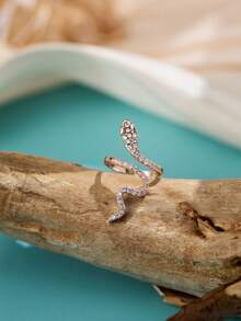 Nooxian 1pc Snake-Shaped Ring For Women, Minimalist Unique Design Personalized Open Ring For Index Finger - Rose Gold - View 10