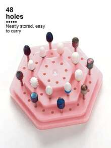 Beautizon Nailartlab Nail Polish Grinding Head Storage Box, Hexagonal 48-Hole Grinding Head Display Stand, Socket, Tungsten Steel Grinding Head Display Base - Multicolor - View 2
