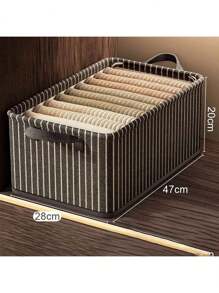 1pc Bedroom Fabric Collapsible Storage Box With Steel Frame, Pants/Clothing Organizer Box For Home