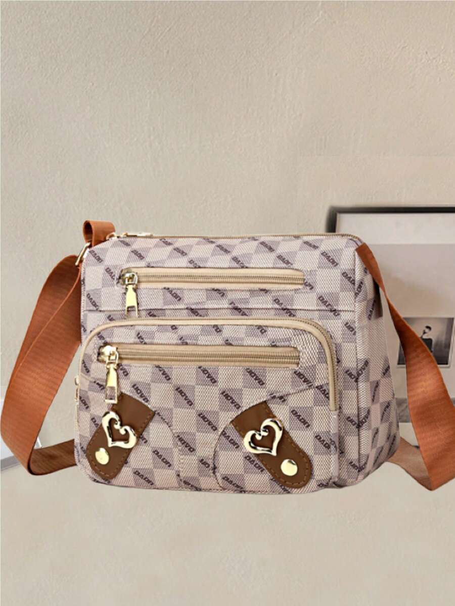 方包多口袋男女新款单肩包斜挎包商务包中老年旅行背包 - 彩色 - 查看 1