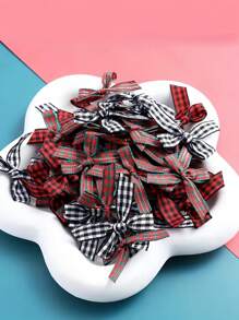 20 pezzi Confezione regalo di fiocchi natalizi - Fiocchi in tessuto scozzese classico rosso e nero, decorazioni natalizie senza batteria per Natale, Capodanno, decorazioni festive invernali, fiocchi per albero di Natale, accessori per la casa stagionali, pezzi decorativi realizzati, decorazioni natalizie, decorazioni per la casa, decorazioni natalizie, decorazioni per la stanza